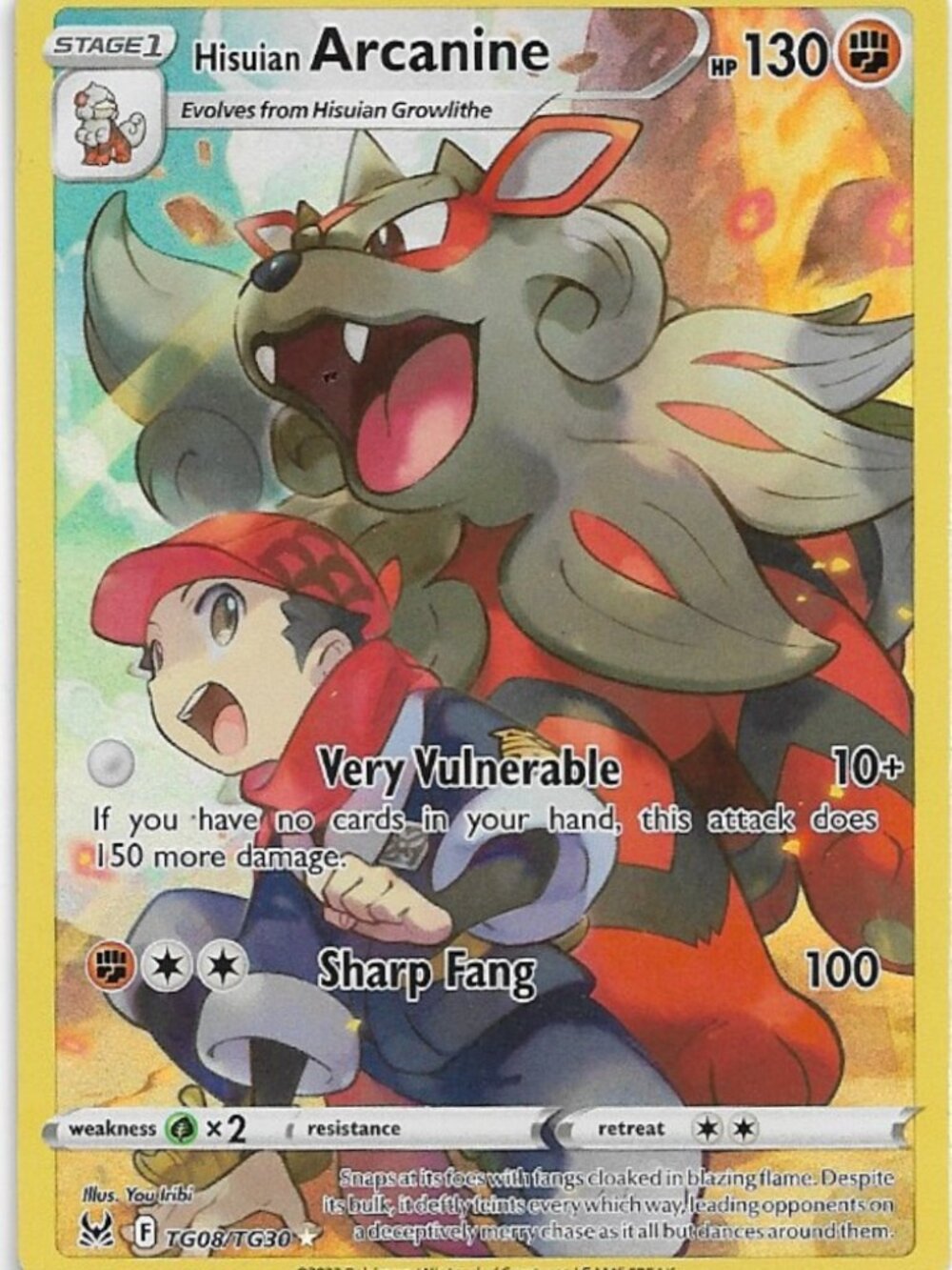 Pokemon Hisuian Arcanine TG08/TG30 Silver Tempest Trainer Gallery LP